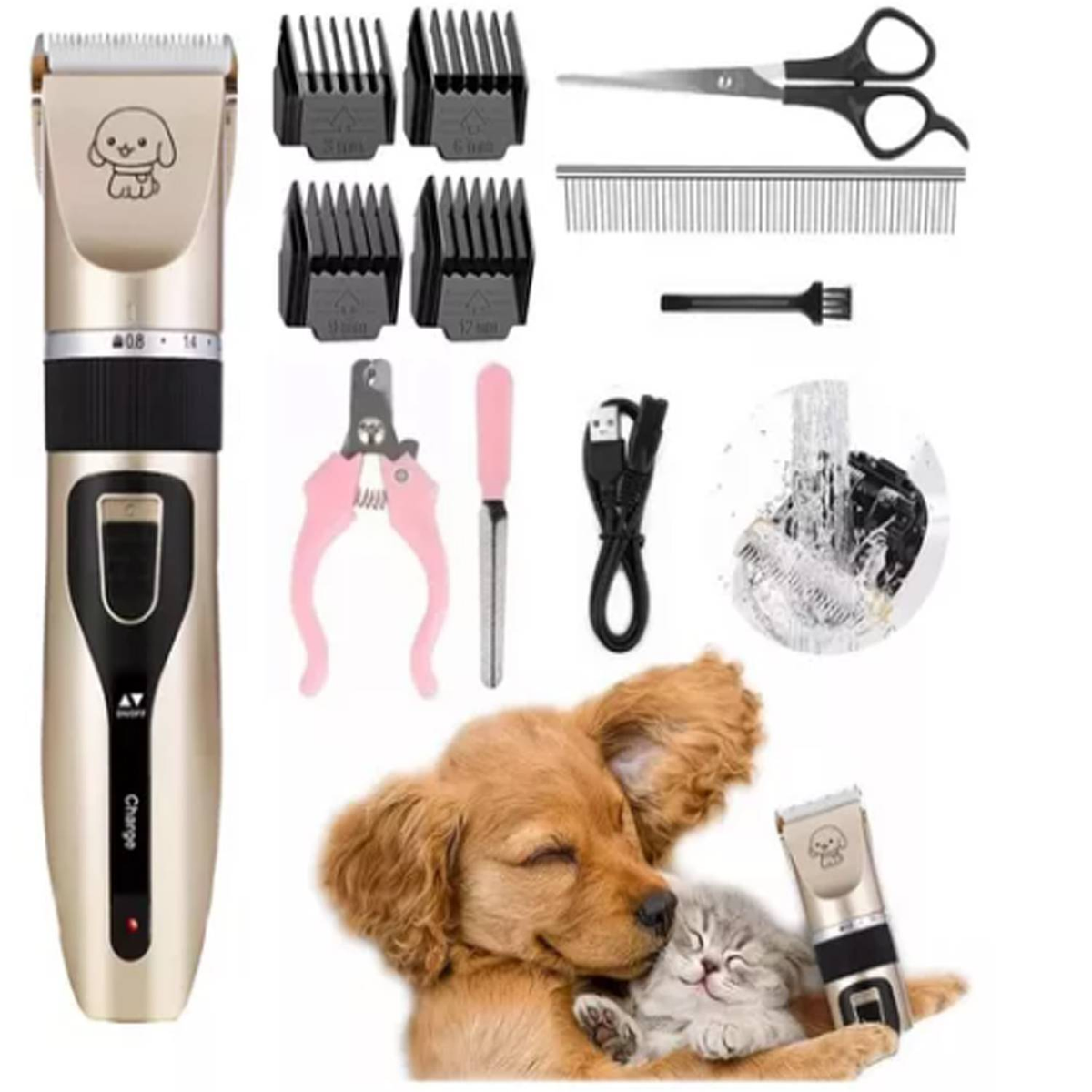 Afeitadora inalámbrica para mascotas con 4 peines