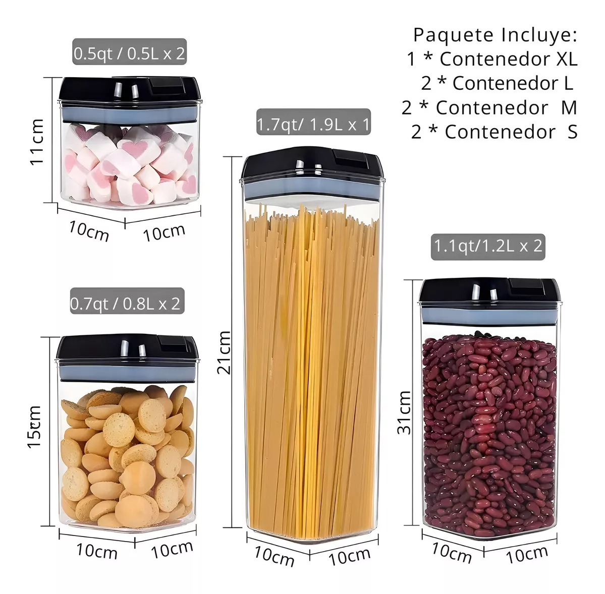 Set de 7 Contenedores Herméticos para Cocina y Despensa - Imagen 4