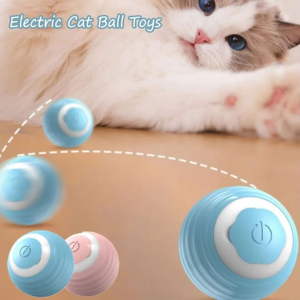 Pelota interactiva recargable para gatos en color celeste